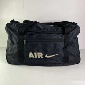 Vintage 90s Nike Air Black Duffle Bag Sz large Gym Swoosh Sports Football Soccer
